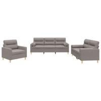 3-delige Loungeset met kussens stof taupe - thumbnail