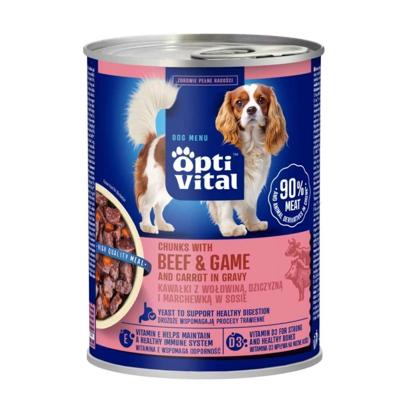OPTIVITAL Chunks with beef, game and carrots in gravy - natvoer voor honden - 415g
