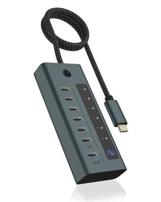 ICY BOX 7-port usb-c 3.2 gen 2 usb-hub (blauwgrijs)