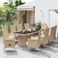 11-delige Tuinset met kussens poly rattan beige - thumbnail