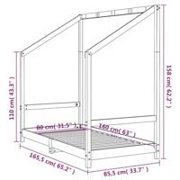 Kinderbedframe 80x160 cm massief grenenhout wit - thumbnail