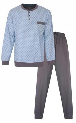 Pyjama heren lange mouw - knoopsluiting - Lightblue