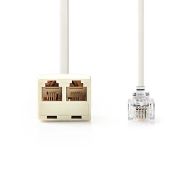 Telecomverlengkabel | RJ11 male - 2x RJ11 female | 2,0 m | Ivoor
