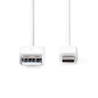 USB-Kabel | USB 2.0 | USB-A Male | USB-C Male | 480 Mbps | Vernikkeld | 2.00 m | Rond | PVC | Wit - thumbnail