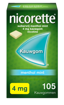 Nicorette Suikervrij Kauwgom Menthol Mint 4mg