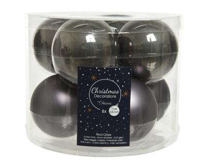Kerstbal glas d7 cm warm grijs ass 8st Decoris - Decoris Kerstbal glas d7 cm warm grijs ass 8st Decoris - Decoris