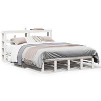 Bedframe zonder matras massief grenenhout wit 150x200 cm - thumbnail