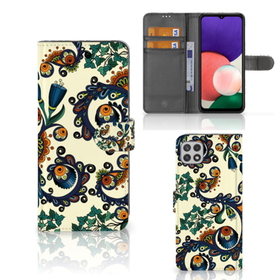 Wallet Case Samsung Galaxy A22 5G Barok Flower Wallet Case Samsung Galaxy A22 5G Barok Flower