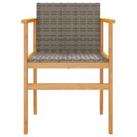 Tuinstoelen 2 st poly rattan en massief hout grijs - thumbnail