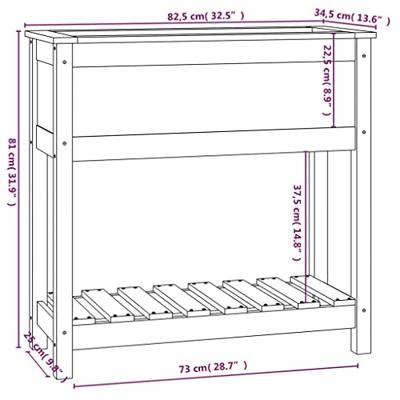 Plantenbak met schap 82,5x34,5x81 cm massief grenenhout wit - thumbnail