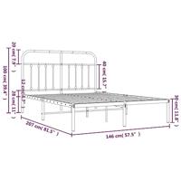 Bedframe met hoofdbord metaal zwart 140x200 cm - thumbnail