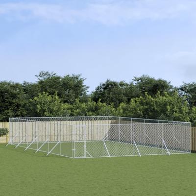 Hondenkennel voor buiten 8x12x2 m gegalvaniseerd staal zilver