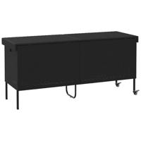 Tuinbox met wielen 160x55x75 cm poly rattan zwart - thumbnail