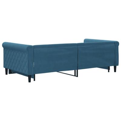 Slaapbank met onderschuifbed 100x200 cm fluweel blauw
