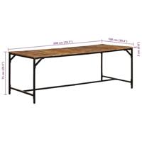 Eettafel 200x100x75 cm massief hout ruw mangohout - thumbnail