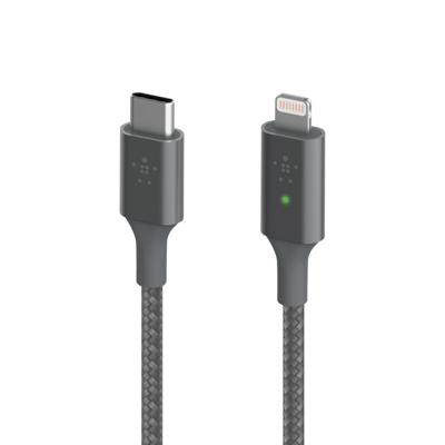 Parat 990597999 USB-kabel USB-C stekker, Apple Lightning stekker 1.00 m Zwart Stoffen mantel