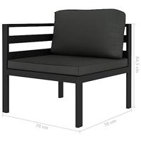 3-delige Loungeset met kussens aluminium antraciet - thumbnail
