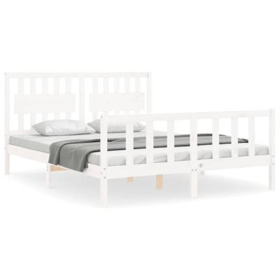 Bedframe zonder matras massief grenenhout wit 160x200 cm