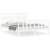 Bedframe zonder matras massief grenenhout wit 160x200 cm - thumbnail