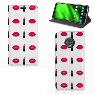 Motorola Moto G6 Hoesje met Magneet Lipstick Kiss Motorola Moto G6 Hoesje met Magneet Lipstick Kiss