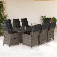 9-delige Tuinset met kussens poly rattan grijs - thumbnail