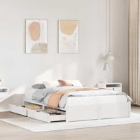 Bedframe zonder matras massief grenenhout wit 150x200 cm - thumbnail