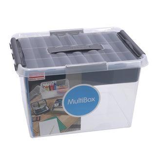Sunware Q-line opbergbox met inzet 22L transp./metaal