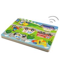 VIGA hout legpuzzel met geluid, transport, afm 33x22,5x3 cm, 1 stuk - thumbnail