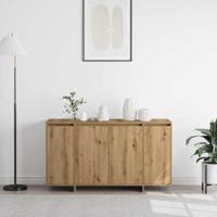 Dressoir artisanaal eikenkleurig 135 x 41 x 69 cm Bewerkt hout - thumbnail