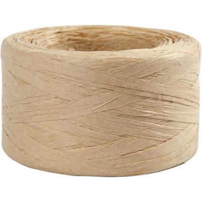 Creativ Company Papier raffia garen, b: 7-8 mm, zandkleur, 100 m/ 1 rol