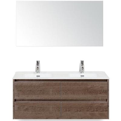 Dante Badmeubelset 120 cm - 4 Laden Tabacco - Keramische Wastafel Wit Cover met Spiegel