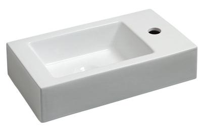 Fontein Wiesbaden Rhea | 45x26x12 cm | Keramiek | Rechts montage | 1 kraangat | Rechthoek | Wit glans