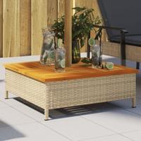 Parasolvoetbedekking 70x70x25 cm poly rattan acaciahout beige - thumbnail