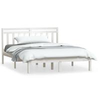 Bedframe massief hout wit 150x200 cm - thumbnail