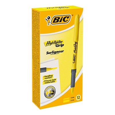 Bic markeerstift Highlighter Grip, geel, doos van 12 stuks