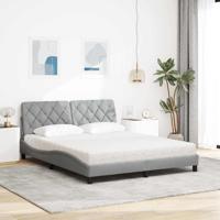 Bed met matras stof lichtgrijs 160x200 cm - thumbnail
