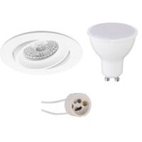 Kantelbare LED Spot Set GU10 - Inbouw Rond Mat Wit - 6400K - Ø82mm - thumbnail