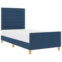 Bedframe met hoofdeinde Blauw 90 x 200 cm Stof - thumbnail