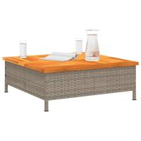 Tuintafel 70x70x25 cm poly rattan en acaciahout grijs - thumbnail