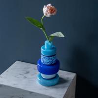 By-Boo Vaas 'Golas' Mondgeblazen glas, kleur Blauw - thumbnail