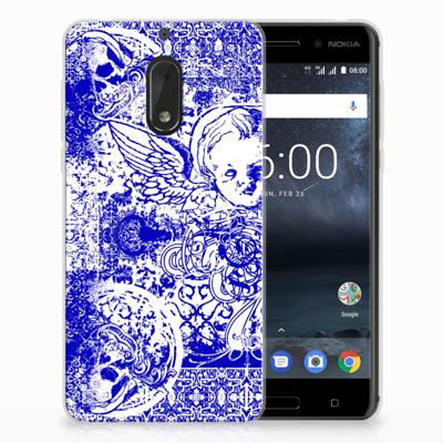 Silicone Back Case Nokia 6 Angel Skull Blauw