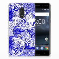 Silicone Back Case Nokia 6 Angel Skull Blauw - thumbnail