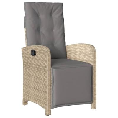 Tuinstoel verstelbaar met voetensteun poly rattan gemengd beige - thumbnail