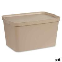 Opbergbak met Deksel Beige Plastic 24 L 29,3 x 24,5 x 45 cm (6 Stuks) - thumbnail