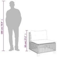 7-delige Loungeset met kussens poly rattan zwart - thumbnail