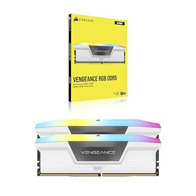 Corsair Vengeance RGB Werkgeheugenset voor PC Retail DDR5 32 GB 2 x 16 GB ECC 6000 MHz 288-pins DIMM CL36 CMH32GX5M2E6000C36W Corsair Vengeance RGB Werkgeheugenset voor PC Retail DDR5 32 GB 2 x 16 GB ECC 6000 MHz 288-pins DIMM CL36 CMH32GX5M2E6000C36W