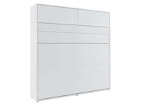 Opklapbed CONCEPTION PRO 160x200 cm mat wit (horizontaal) met opzetkast met matras - thumbnail