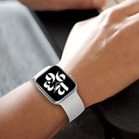 By Qubix - Elastische Solo Loop bandje - Wit - Compatible met Apple Watch 38mm / 40mm / 41mm / 42mm - Compatible Apple watch bandjes - thumbnail