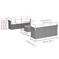 7-delige Loungeset met kussens poly rattan grijs - thumbnail
