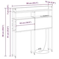 Hoofdbord met plank bruin eikenkleur 90 cm Bewerkt hout - thumbnail